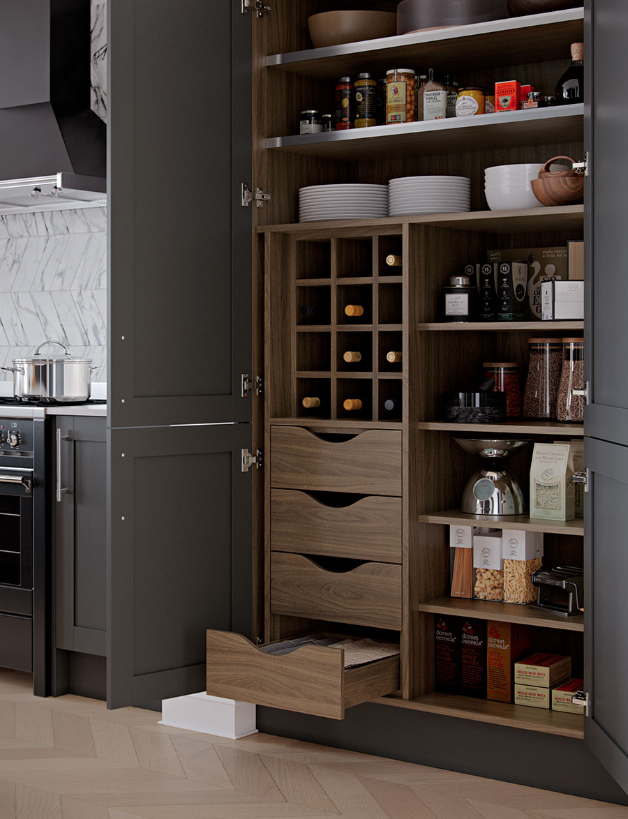 The Hathaway Kitchen Pantry in Tuscan Walnut