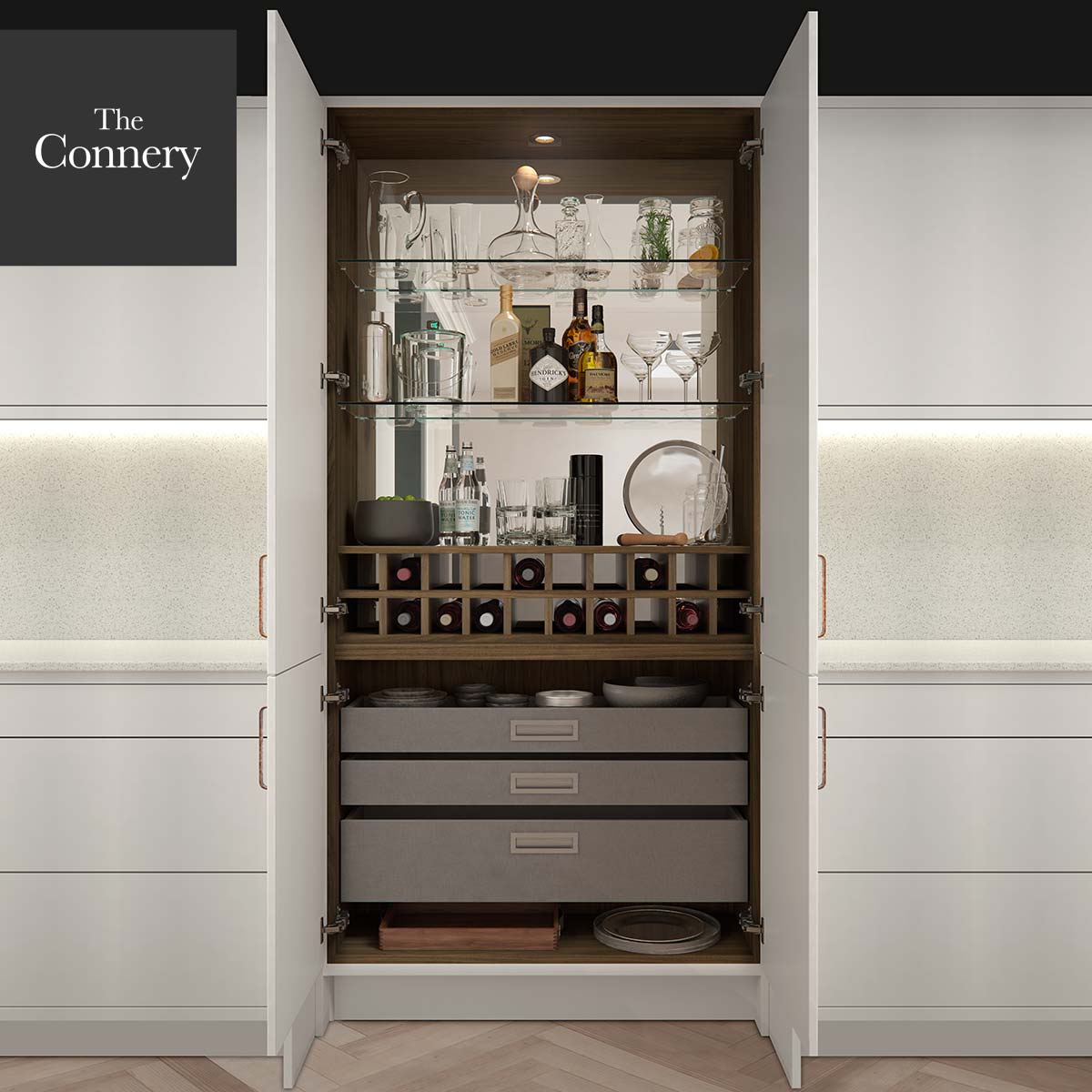 The Connery Cocktail Cabinet in Anthracite Linen