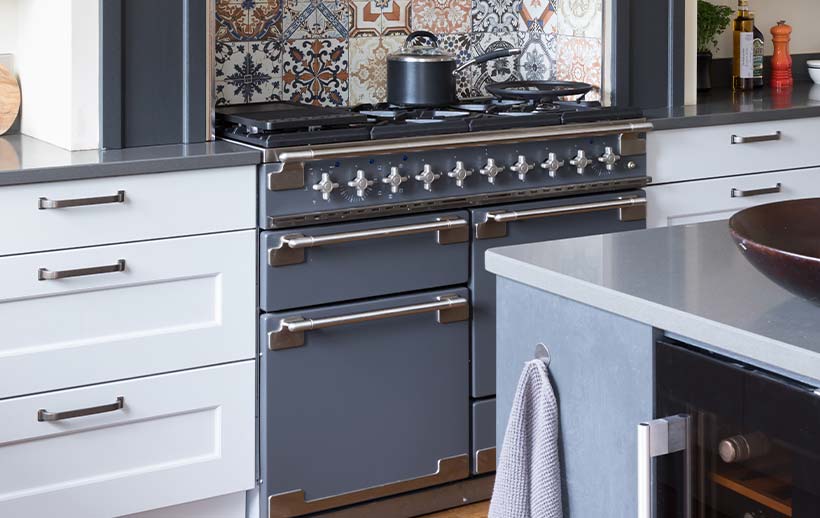 Range cooker in a rustic shaker kitchen