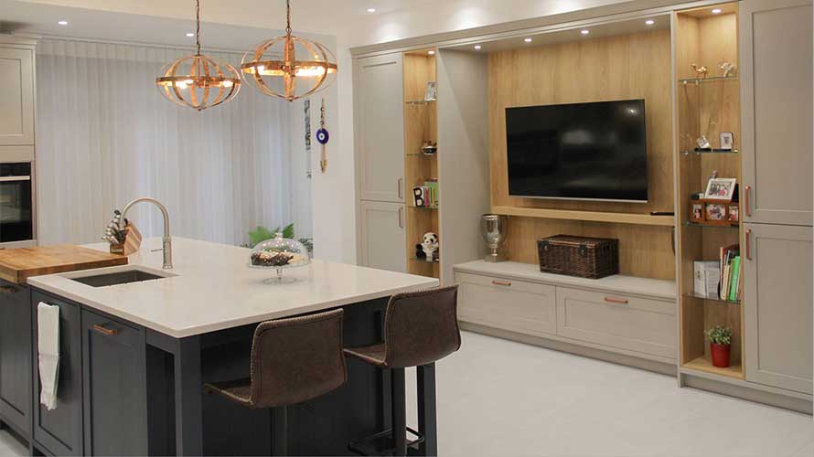 Media unit in a shaker kitchen