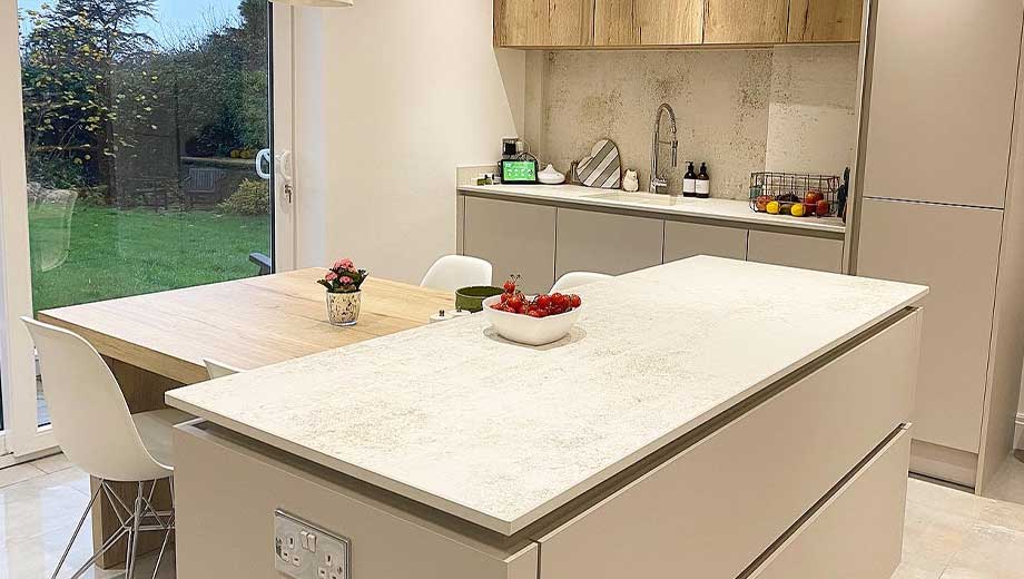 Small kitchen island with breakfast bar