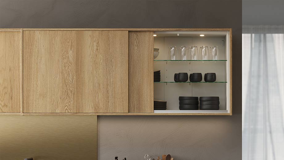 Space-saving kitchen cabinet doors