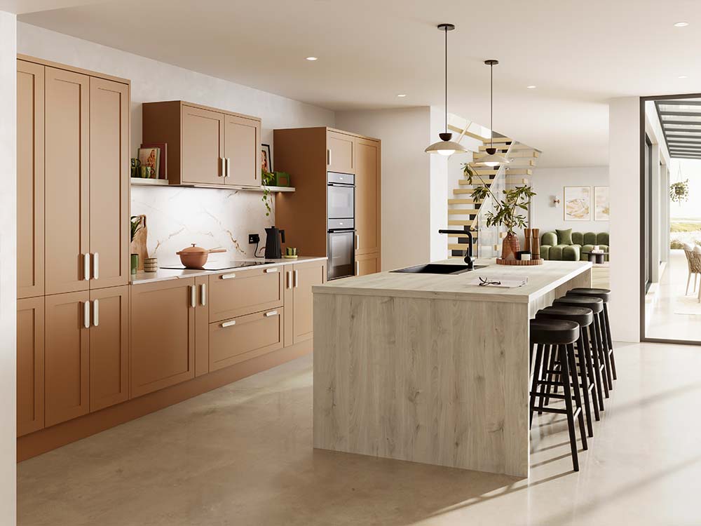 Bloomsbury Pumpkin Spice with a Bar Dresser in Blonde Oak