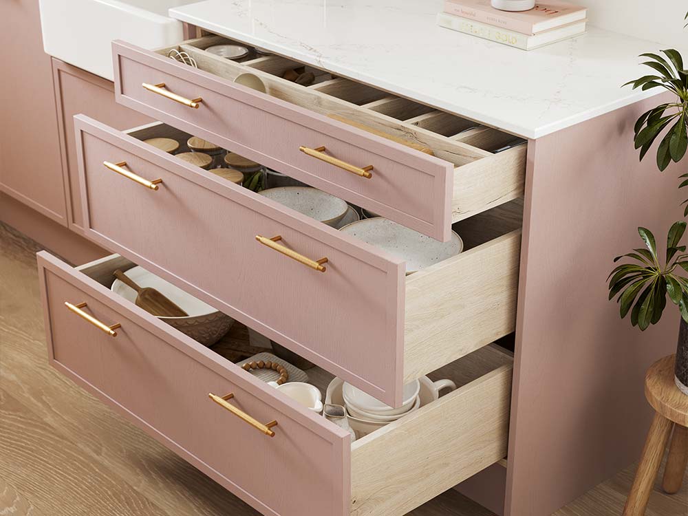 Oslo Pink and Light Oak Micro Shaker Kitchen