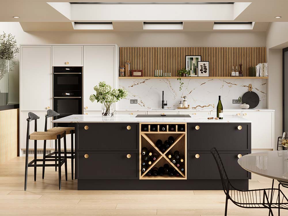 Oslo Micro Shaker Kitchen in Black and Beige