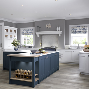 An on-trend kitchen exhibiting timeless kitchen colours