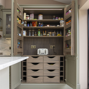 A timeless kitchen pantry storage solution