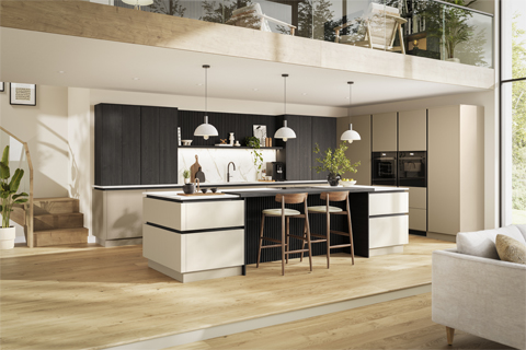 H-Line Siena – Contemporary handleless grained kitchen
